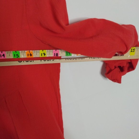 JOIE Womens Cuffed Collared Button Up Top Xs Red Cotton - Picture 5 of 10